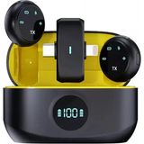 Hobimtek HT-K31PRO Ikili Kablosuz Yaka Mikrofonu Dijital Ekranlı Düğme Tipi Tasarım Ios/type-C Uyumlu Gürültü Engelleme - MU2839 - Siyah