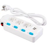 Hobimtek RT-05 Termal Akım Korumalı 2500W 10 Amper 3 Lü Priz 1,5 Metre Uzatma Kablosu Hızlı Şarj Akıllı Priz Çoklu Priz 2 USB Girişli