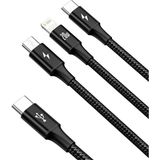 Hobimtek Type-C Pd Hızlı Şarj 20W 3 In 1 Hızlı Şarj Kablosu 120 cm 3 A Lightning Type-C USB Micro Çoklu Data Kablosu