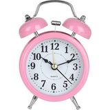 Hobimtek Yüksek Sesli Alarmlı Saat Nostaljik Analog Çalar Saat Fosforlu Işıklı Alarmlı Metal Gövde Akar Saniyeli Sessiz Şarjlı Pilli Saat HT-850 - Pembe
