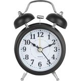 Hobimtek Yüksek Sesli Alarmlı Saat Nostaljik Analog Çalar Saat Fosforlu Işıklı Alarmlı Metal Gövde Akar Saniyeli Sessiz Şarjlı Pilli Saat HT-850 - Siyah