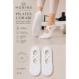 Hobins Sportswear & Company Hobins Kaydırmaz Taban Pilates ve Yoga Çorabı 2 Çift Kadın İçin Beyaz Esnek Babet Çorabı - 36 - 41
