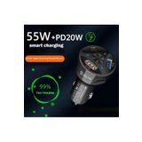HOBİPİX Araç Çakmaklık Şarjı 2 Usb + 20w Pd Şarj Çıkışlı Hızlı Şarj Destekli 55w Qc 3.1 Uyumlu