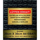 Hobishop Kaybolan Eşya Yazılı Gold Metal Baskılı Levha ( 20 x 30 cm )