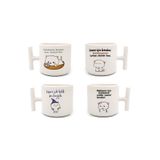 HobiShop Yazılı Mochi Cat Baskılı 4 Lü Latte & Espresso Elyapımı T Kulplu Fincan