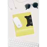 HobiShop(106) Jel Dolgulu Pvc Yüzey Sarı Kedi Çizimli Bilek Destekli Dikdörtgen Mouse Pad Mouse Altlığı. Sarı