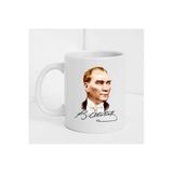 HobiShop(6961) Atatürk Imzalı Baskılı Kupa/bardak Beyaz