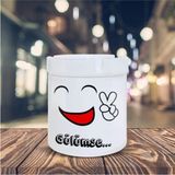 HOBISHOP(7276) Gülümseyen Yüz Emojisi Baskılı Seramik Küllük Kül TABLASI-302178 Beyaz - Çok Renkli
