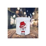 HobiShop(7336) Kırmızı Şapkalı Köpek Baskılı Küllük Seramik Kül Tablası-25489 Beyaz