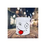 HobiShop(7413) Dil Çıkaran Emoji Baskılı Küllük Seramik Kül Tablası-90170 Beyaz