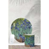 HobiShop(7938) Van Gogh Irises Desenli Bilek Destekli Mouse Pad Kupa Seti Renkli