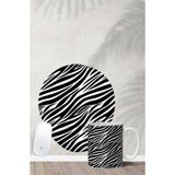 HobiShop(8022) Zebra Desenli Bilek Destekli Mouse Pad Kupa Seti Renkli