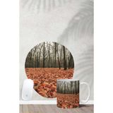 HobiShop(8065) Sonbahar Desenli Bilek Destekli Mouse Pad Kupa Seti Renkli