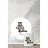 HobiShop(8097) British Shorthair Desenli Bilek Destekli Mouse Pad Kupa Seti Renkli