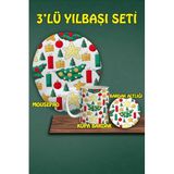 HobiShop(857) Yılbaşı Temalı 3'lü Bilek Destekli Mousepad Kupa Ve Bardak Altlığı Seti a58
