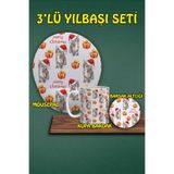 HobiShop(883) Yılbaşı Temalı 3'lü Bilek Destekli Mousepad Kupa Ve Bardak Altlığı Seti a4