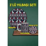 HobiShop(890) Yılbaşı Temalı 3'lü Bilek Destekli Mousepad Kupa Ve Bardak Altlığı Seti a37