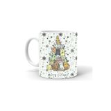 HobiShop(952) Yılbaşı Noel Temalı Baskılı Seramik Beyaz Kupa Gri