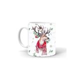 HobiShop(975) Yılbası Noel Temalı Baskılı Seramik Beyaz Kupa Silver