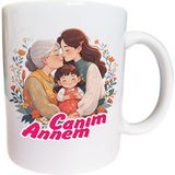 Hobitekno Kupa Anneler Günü Temalı - Canım Annem - Beyaz - Krem - 300 ml