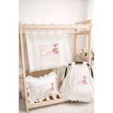 hobittubaby İsim nakışlı Müslin bebek yastık kılıfı battaniye ve Puset örtüsü 3 lü set