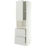 Hobiurun Mikrodalga Fırın Boy Dolabı , Aspudden Açık Gri, 60X60X220 Cm, 1 Kapaklı, 2 Çekmeceli ve 2 Raflı