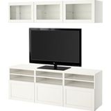 Hobiurun Tv ünitesi, beyaz-şeffaf cam, 180x42x192 cm, HANVIKEN/SINDVIK, çıt çıt raylı