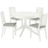 Hobiurun Yemek Masası Takımı, Beyaz-Tibbleby Bej/gri, 4 Sandalyeli, Açılabilir, 110/155 cm