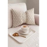 Hobizer Tekstil Dekoratif Fiyonk Puantiyeli Puf Yastık 50X40 cm Kırlent - 50 x 40 cm - Bej