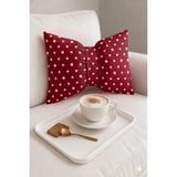 Hobizer Tekstil Dekoratif Fiyonk Puantiyeli Puf Yastık 50X40 cm Kırlent - 50 x 40 cm - Kırmızı
