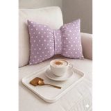 Hobizer Tekstil Dekoratif Fiyonk Puantiyeli Puf Yastık 50X40 cm Kırlent - 50 x 40 cm - Mor