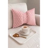 Hobizer Tekstil Dekoratif Fiyonk Puantiyeli Puf Yastık 50X40 cm Kırlent - 50 x 40 cm - Pembe