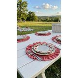 Hobizer Tekstil Fırfırlı Piti Kareli Supla Amerikan Servisi Yuvarlak 6'lı 40X40 cm - 40 x 40 - Kırmızı