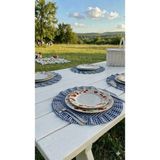Hobizer Tekstil Fırfırlı Piti Kareli Supla Amerikan Servisi Yuvarlak 6'lı 40X40 cm - 40 x 40 - Lacivert