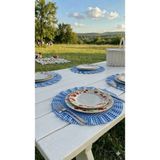 Hobizer Tekstil Fırfırlı Piti Kareli Supla Amerikan Servisi Yuvarlak 6'lı 40X40 cm - 40 x 40 - Mavi