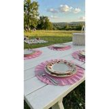Hobizer Tekstil Fırfırlı Piti Kareli Supla Amerikan Servisi Yuvarlak 6'lı 40X40 cm - 40 x 40 - Pembe