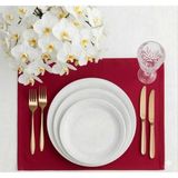 Hobizer Tekstil Kadife Dokulu Amerikan Servis 6 Peçete Supla 40X40 cm - 40 x 40 - Kırmızı