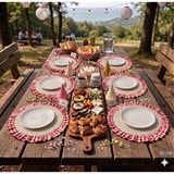 Hobizer Tekstil Piknik Supla Amerikan Servisi 6 Adet 40X40 cm - 40 x 40 cm - Kırmızı