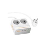 Hoco. AC27 Descanso 5in1 2M 2500W Priz Dönüştürücü - Beyaz