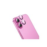 Hoco. Apple iPhone 16 3D Metal Frame Kamera Lens Koruyucu, Titanyum Alaşım, Alümina Cam, Pembe