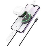 Hoco CW50 15W Air Pods + Apple Watch+Iphone 3in1 Kablosuz Manyetik Hızlı Şarj Aleti - Siyah