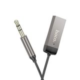 Hoco E78 Gri Tak Çalıştır BT Alıcılı 3.5 mm Esnek Aux Kablo
