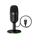 Hoco. L25 Bright 360 Derece RGB USB Yayıncı Masaüstü Mikrofonu - Siyah