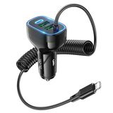 HOCO NZ11A 30W 2 USB+ Type-C Girişli iPhone Kablolu Araç Çakmaklık Şarj Aleti-(5775)