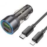 Hoco Nz12a Action Pd43w Usb + Type-c Araç Çakmaklık Hızlı Şarj Aleti + Type-c To İphone Lightning Ka