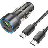 Hoco NZ12A Action PD43W USB + Type-C Araç Çakmaklık Hızlı Şarj Aleti + Type-C To Type-C KABLO-(5775 - Seçenek