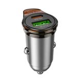 hoco. NZ16A Rigorous 43W Type-C ve USB-A Çıkışlı Çift Port Araç İçi PD Hızlı Şarj Cihazı – Gri