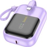 Hoco Q20 Fountain 10000MAH 22.5W+PD20W Dijital Göstergeli Kablolu Powerbank - Mor