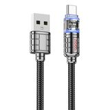 Hoco U122 1.2M Lantern USB to Type-C Siyah Şarj Data Kablosu