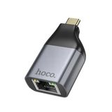 Hoco. UA35 Tak Çalıştır Type-C to RJ45 100Mbps Ethernet Dönüştürücü - Gri